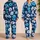 Navy Blue Tropical Hibiscus Floral For Women Beach Vacation Nights And Resort Lounging Satin Pajamas Set - 2
