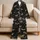 Vintage Moths Skulls And Botanical Night Motif For Gothic Sleepwear And Relaxing Satin Pajamas Set - 5