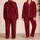 Bold Crimson Leopard Faces for Cozy Evening Lounge Style and Wild Cat Fashion Lovers Satin Pajamas Set - 2