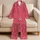 Raspberry Bohemian Damask Floral Motifs For Cozy Lounge Nights And Textile Lovers Satin Pajamas Set - 5