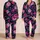 Romantic Fuchsia Rose Garden With Indigo Leaves For Cozy Nights And Bridal Lounging Satin Pajamas Set - 2