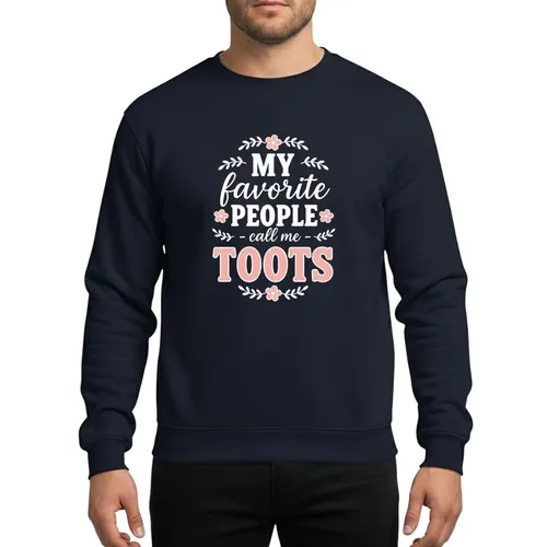 Women's Whimsical Pink White Floral Sprigs 'My Favorite People Call me TOOTS' Stacked Text Sweatshirt