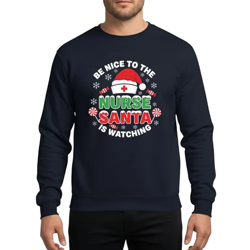 Nurses' Festive Red Green White Christmas Santa Hat Nurse Cap Snowcapped Holiday Design Sweatshirt