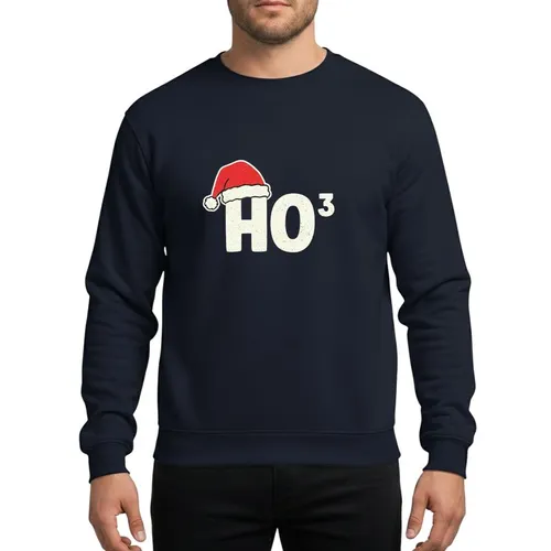 Mathematics Enthusiasts Distressed Ho-3 Cubed Red Santa Hat Vintage Blocky Typography Sweatshirt