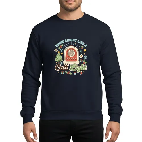 Nurses' Whimsical Retro Burnt Orange Call Light Festive Christmas Tree & Stars Design Sweatshirt