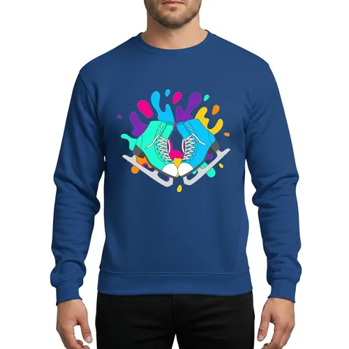 Figure Skaters' Energetic Aqua Teal Blue Ice Skates Hot Pink Purple Orange Splashes Sweatshirt