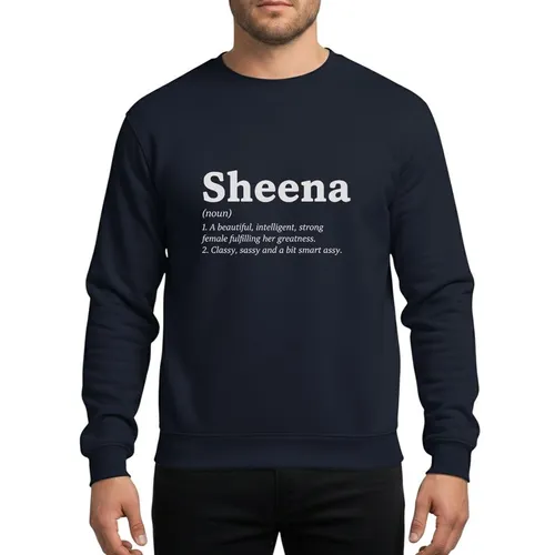Women's Light Grey Minimalist Typographic Sheena Name Definition Empowering Flat Vector Artwork Sweatshirt