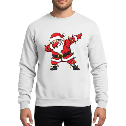 Kids & Adults Playful Dabbing Santa Claus Bright Red Blue Green Yellow Christmas Lights Sweatshirt