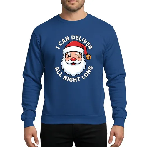 Adult Holiday Humor Fan Mischievous Winking Santa Claus Red Hat White Beard Green Background Bold White Text Graphic Sweatshirt
