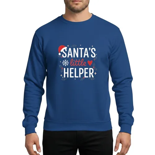 Kids' Whimsical Christmas Red Santa Hat White Helper Text Red Script Holly Stars Sweatshirt