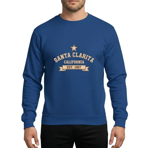 Santa Clarita Community Vintage Collegiate Distressed Light Beige-Gold Muted Brown-Gold Star Banner Sweatshirt