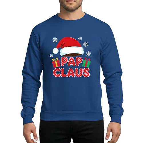 Grandfathers' Festive Red Polka Dot 'PAP CLAUS' with Santa Hat, White Snowflakes, & Christmas Gifts Sweatshirt