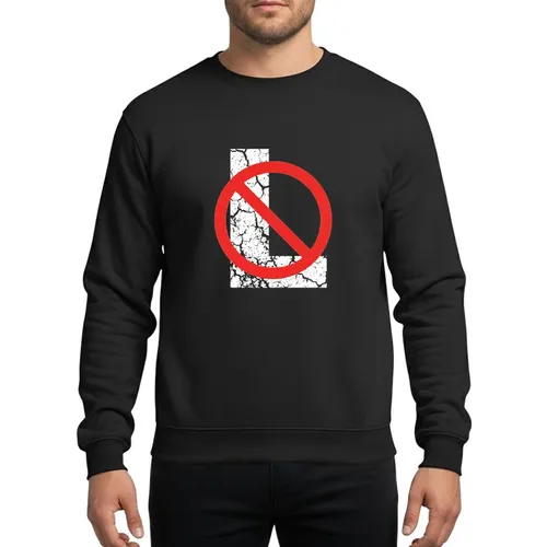 Holiday Pun Fans' Bold Grunge Distressed Black White Red "No L" Noel Graphic Sweatshirt