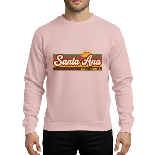 West Coast Fans' Vintage Distressed Santa Ana Script Text Earthy Stripe Sun Design Sweatshirt
