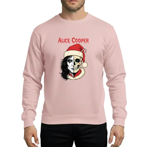Horror Rock Fans Half-Skeletal Santa Iconic Makeup Red Green Black Holiday Illustration Sweatshirt