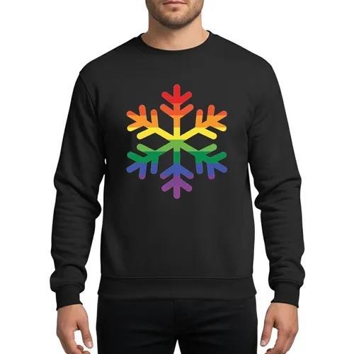Modern Inclusivity Advocates' Bold Geometric Rainbow Pride Snowflake with Star Tips Sweatshirt