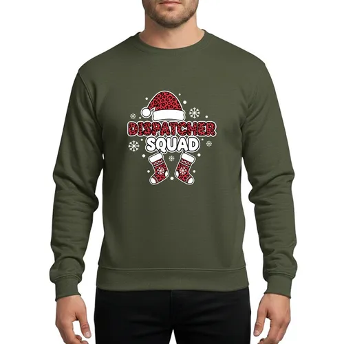 Emergency Dispatchers' Dispatcher Squad Red Black Leopard Print Santa Hat Snowflakes Sweatshirt