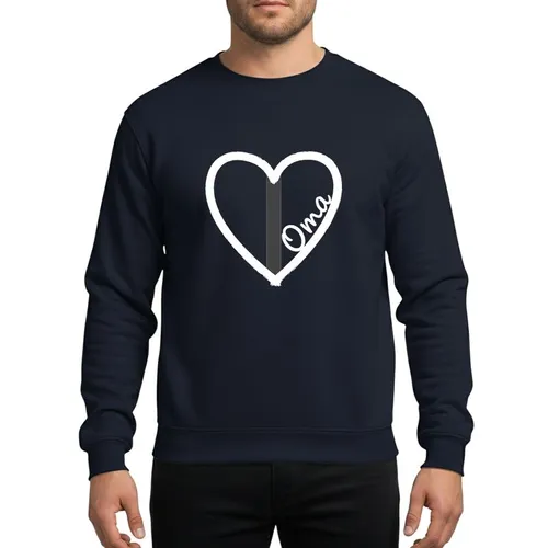 German Grandmas' Hand-Drawn White Heart Oma Script Dark Charcoal Art Sweatshirt