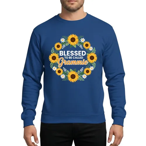 Grandmas' Blessed Golden Script & White Text with Nature Wreath Sunflowers & Daisies Sweatshirt
