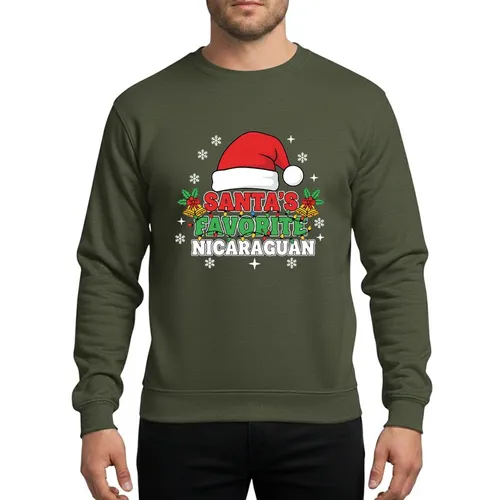 Nicaraguan Heritage Christmas Festive Santa Hat Holly Golden Bells Red Green White Design Sweatshirt