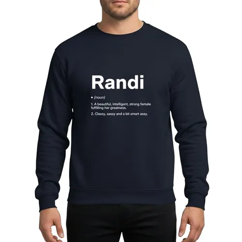 Women's Bold White Randi Name Definition Empowering Female Typography on Vibrant Green Sweatshirt