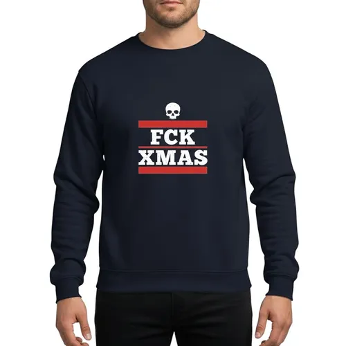 Alternative Style Enthusiasts Minimalist White Skull & Distressed Slab-Serif Text with Bold Red Bars Sweatshirt