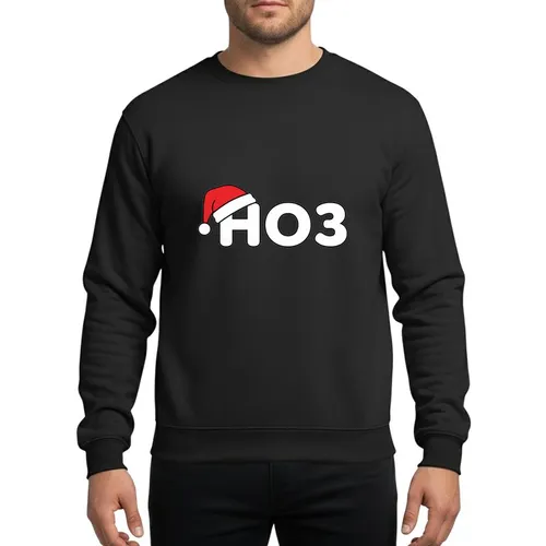Holiday Humor Enthusiasts White HO3 Red Santa Hat atop H Bold Flat Christmas Graphic Sweatshirt