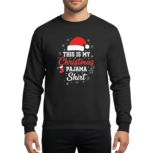 Family Christmas Festive Red White Script Block Text Santa Hat Stocking Star Snowflakes Sweatshirt
