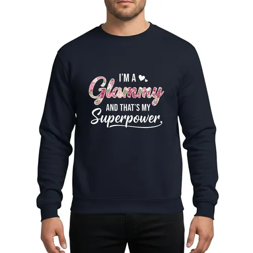 Women's White Text Glammy Floral Script Pink Rose Peony Superpower Design Sweatshirt