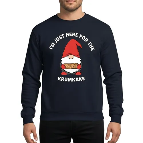 Christmas Foodies' Playful Red Hat Gnome & Golden Krumkake Whimsical Design Sweatshirt