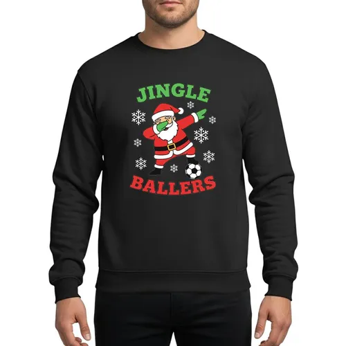 Holiday Football Enthusiasts' Dabbing Santa Soccer Ball Green Jingle Red Ballers Festive Artwork Sweatshirt