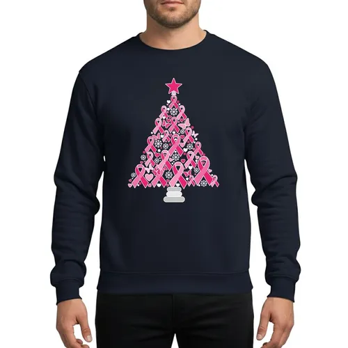Holiday Celebrators' Vibrant Fuchsia & Soft Pink Interlocking Motif Tree White Snowflakes Hearts Butterflies Design Sweatshirt