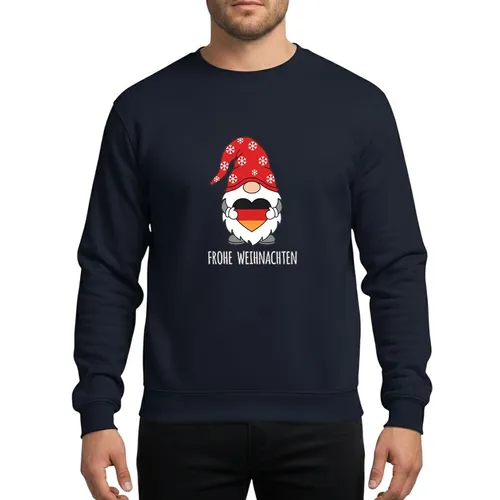 German Heritage Holiday Lovers' Whimsical Red Hat Snowflakes Gnome German Flag Heart Frohe Weihnachten Art Sweatshirt