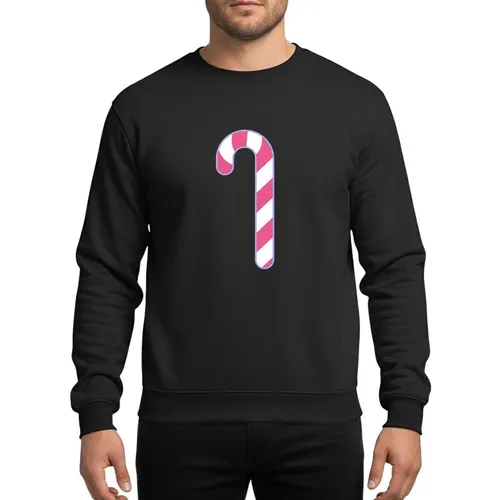 Pink Christmas Aesthetic Fans' Sleek Stylized Candy Cane Vibrant Bubblegum Pink White Diagonal Stripe Periwinkle Outline Sweatshirt