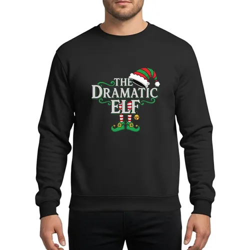 Holiday Families Whimsical 'The Dramatic Elf' Red Green Striped Hat Legs Gold Bells Sweatshirt