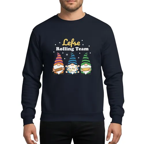 Nordic Christmas Bakers' Whimsical Gnomes Rolling Team Festive Flat Color Design Sweatshirt