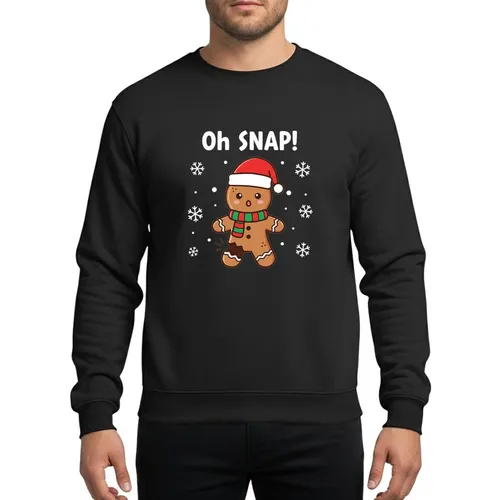 Humor Lovers' Festive Red Green White Broken Gingerbread Man Oh SNAP! Holiday Cartoon Design Sweatshirt