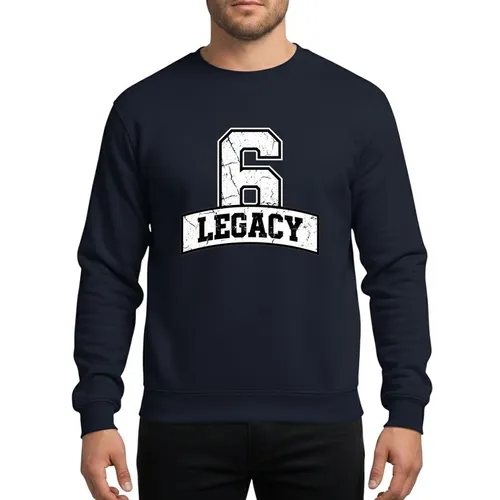 Varsity Fans' Distressed Grunge White Black Block Numeral Six Legacy Banner Vintage Collegiate Aesthetic Sweatshirt
