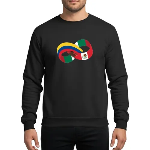 Cultural Connection Fans Geometric Intertwined Colombia Mexico Flag Eagle Cactus Loops Sweatshirt