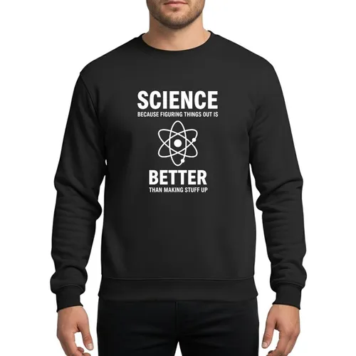 Science Lovers' Bold Minimalist White Sans-Serif Typography Atom Symbol Sweatshirt