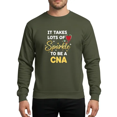 Certified Nursing Assistant Professional Vibrant Gold Script Sparkle Red Heart Stethoscope Mint Green & Yellow CNA Design Sweatshirt