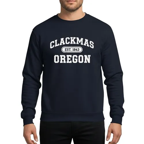 Oregon Heritage Fans White Distressed Vintage Collegiate Arch 'Clackamas Est. 1843' Typographic Sweatshirt
