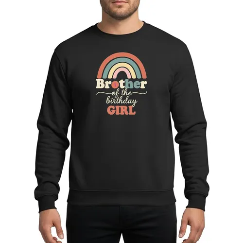 Brother's Whimsical Retro Boho Arcing Rainbow Text Muted Terracotta Peach Dusty Blue Sweatshirt
