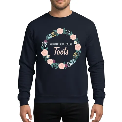 Moms & Grandmas Whimsical Floral Wreath Pink Roses Teal Leaves Peach Script 'Toots' Sweatshirt