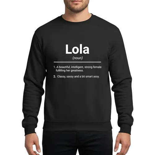 Women's Lola Name White Minimalist Dictionary Style Empowering Typographic Definition Sweatshirt