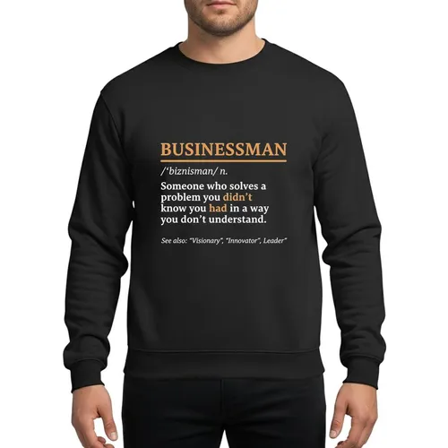 Men's Humorous Businessman Definition Bold Golden Yellow White Lexicon Typographic Design Sweatshirt