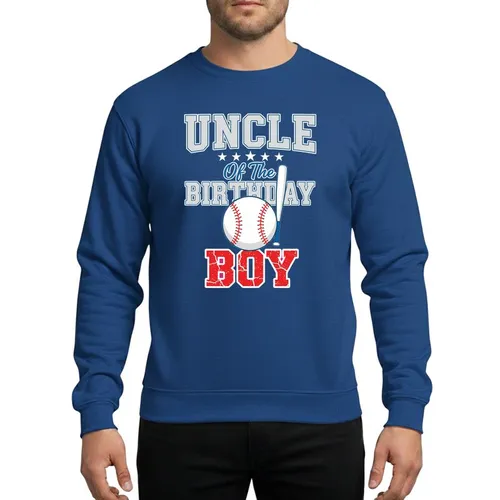 Uncles' Bold Athletic Light Gray Blue Red Varsity Birthday Baseball Bat Boy Stars Graphic Sweatshirt