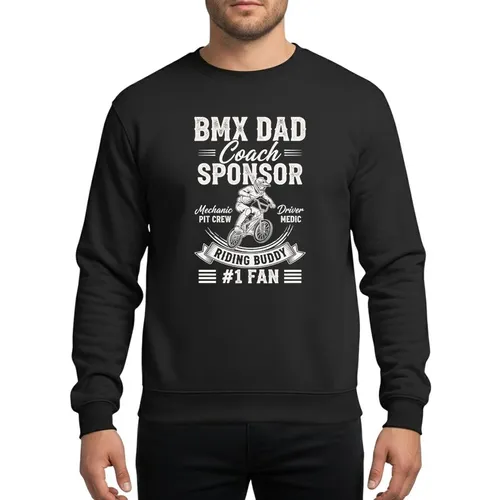 BMX Dads' Distressed White Stacked Typography BMX Rider Grunge Illustration Sweatshirt