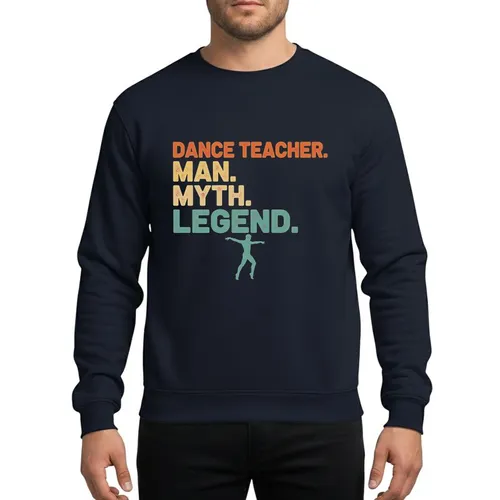 Dance Teacher Distressed Rust Orange Yellow Beige Teal Stacked Typography Male Dancer Silhouette Sweatshirt