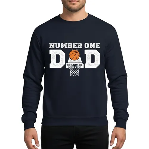 Basketball Dads' White Orange Distressed Grunge 'NUMBER ONE DAD' Basketball Hoop Graphic Sweatshirt